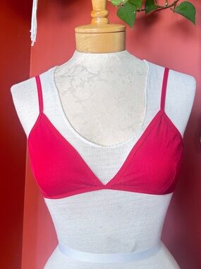 Silence + Noise Bright Red Pull-On Adjustable Strap Triangle Bralette